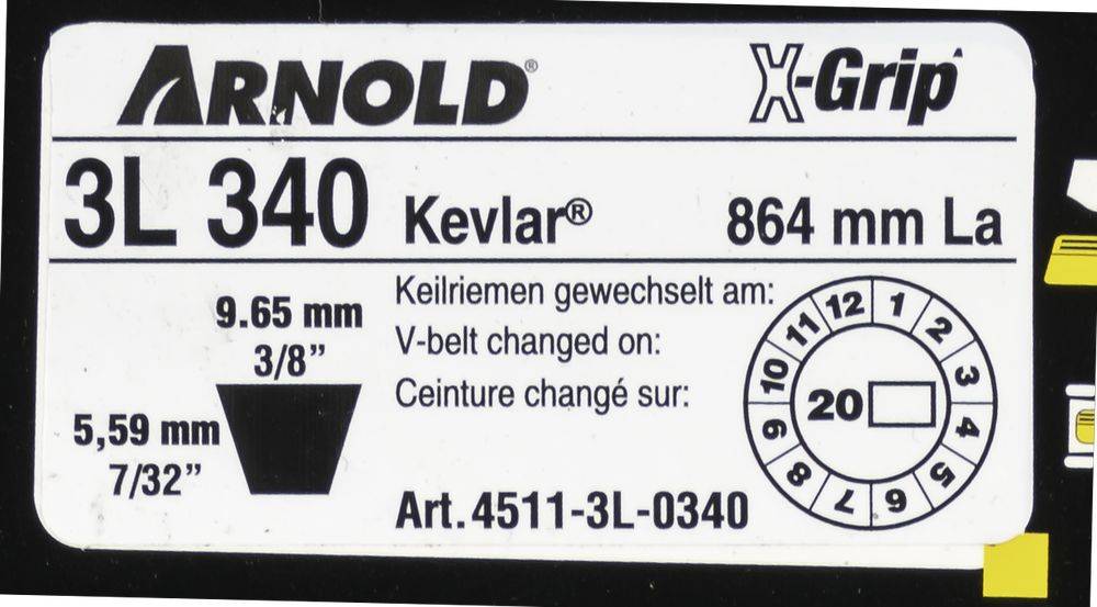 Arnold - Courroie trapézoïdale X-Grip V de type 3L340 Arnold - Imagen 2