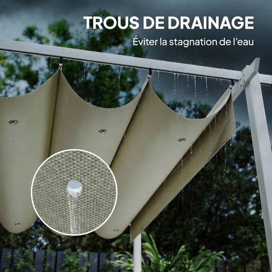 Pergola tonnelle aluminium jardin toit rétractable tissu polyester protection UV30+ 390x297cm - ComfortXL Outdoor Living - Image 9