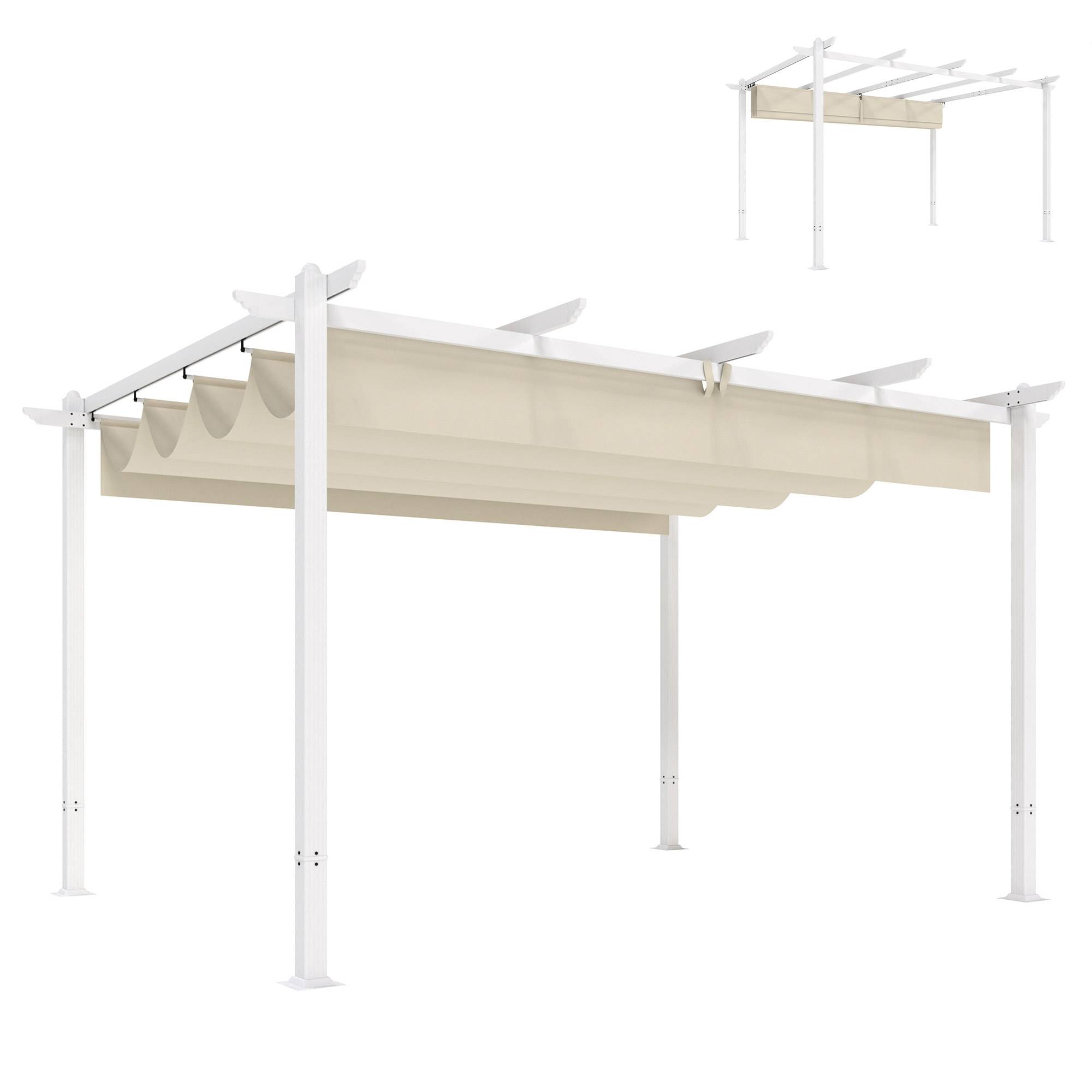 Pergola tonnelle aluminium jardin toit rétractable tissu polyester protection UV30+ 390x297cm - ComfortXL Outdoor Living