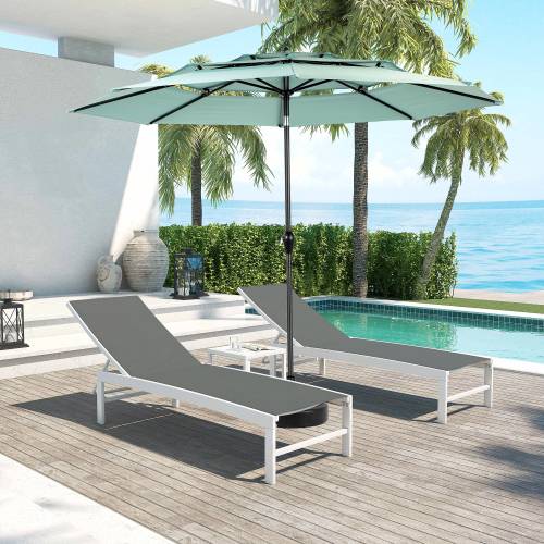 ComfortXL - Parasol Rond 3m Structure Acier Jardin 3 Niveaux Inclinable Vert - ComfortXL Outdoor Living - Image 1