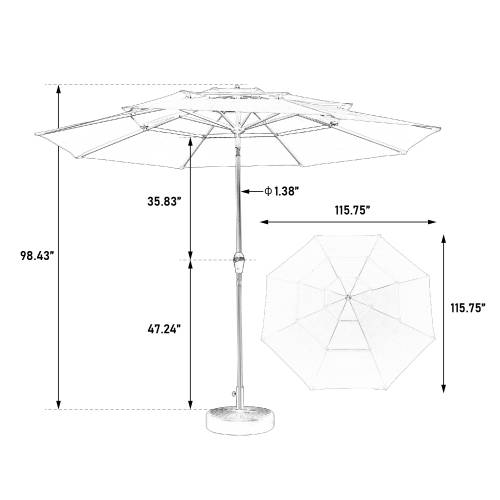 ComfortXL - Parasol Rond 3m Structure Acier Jardin 3 Niveaux Inclinable Vert - ComfortXL Outdoor Living - Image 8