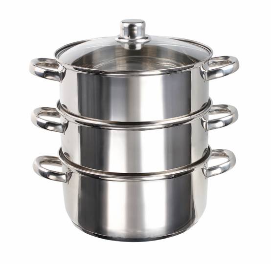 Livoo Cuiseur Vapeur MEP121 - 24 Cm, Faitout 4L, 2 Paniers Vapeur 3L - Tous Feux