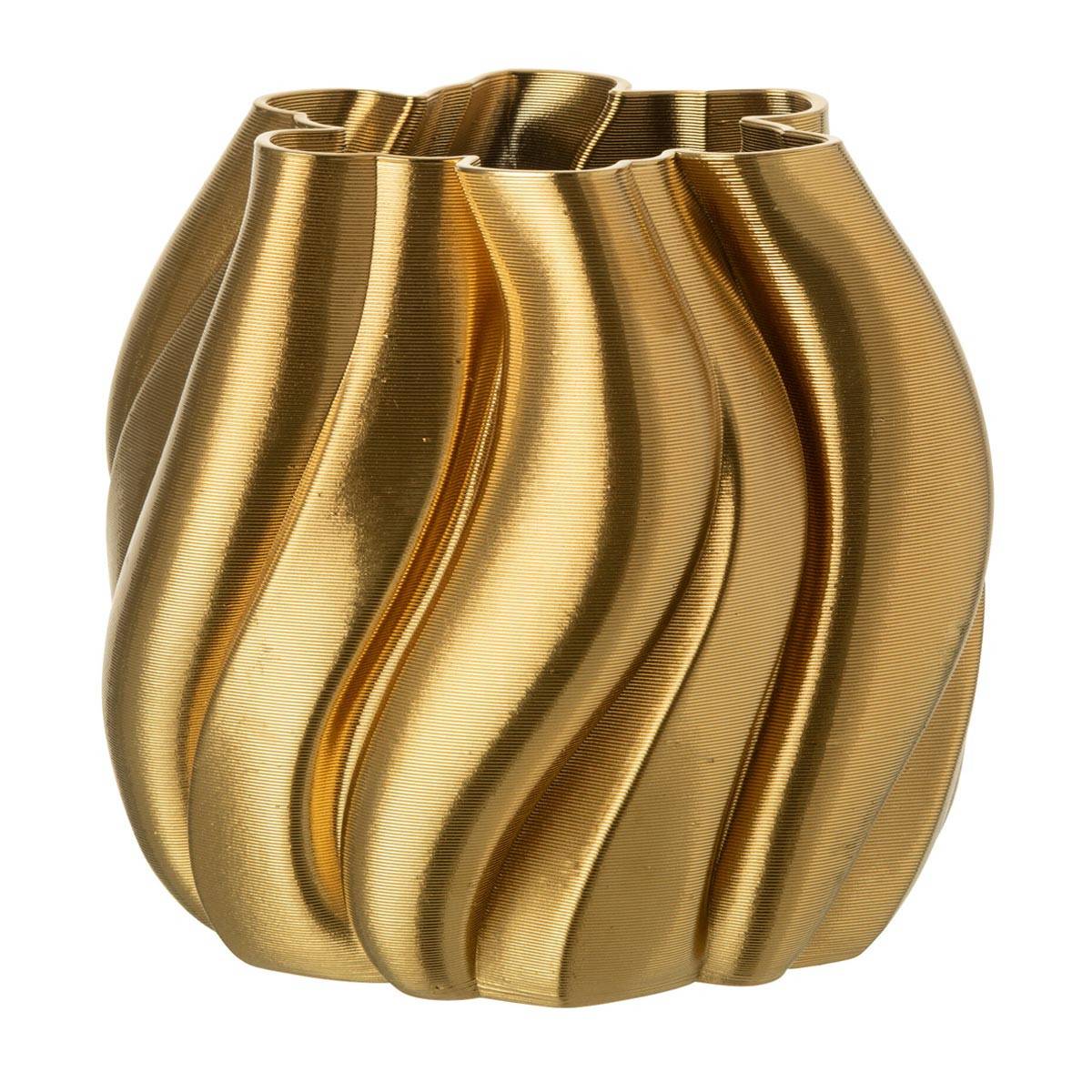 J-Line - Vase Déco en Porcelaine "Impression 3D" 22cm Doré - Image 1