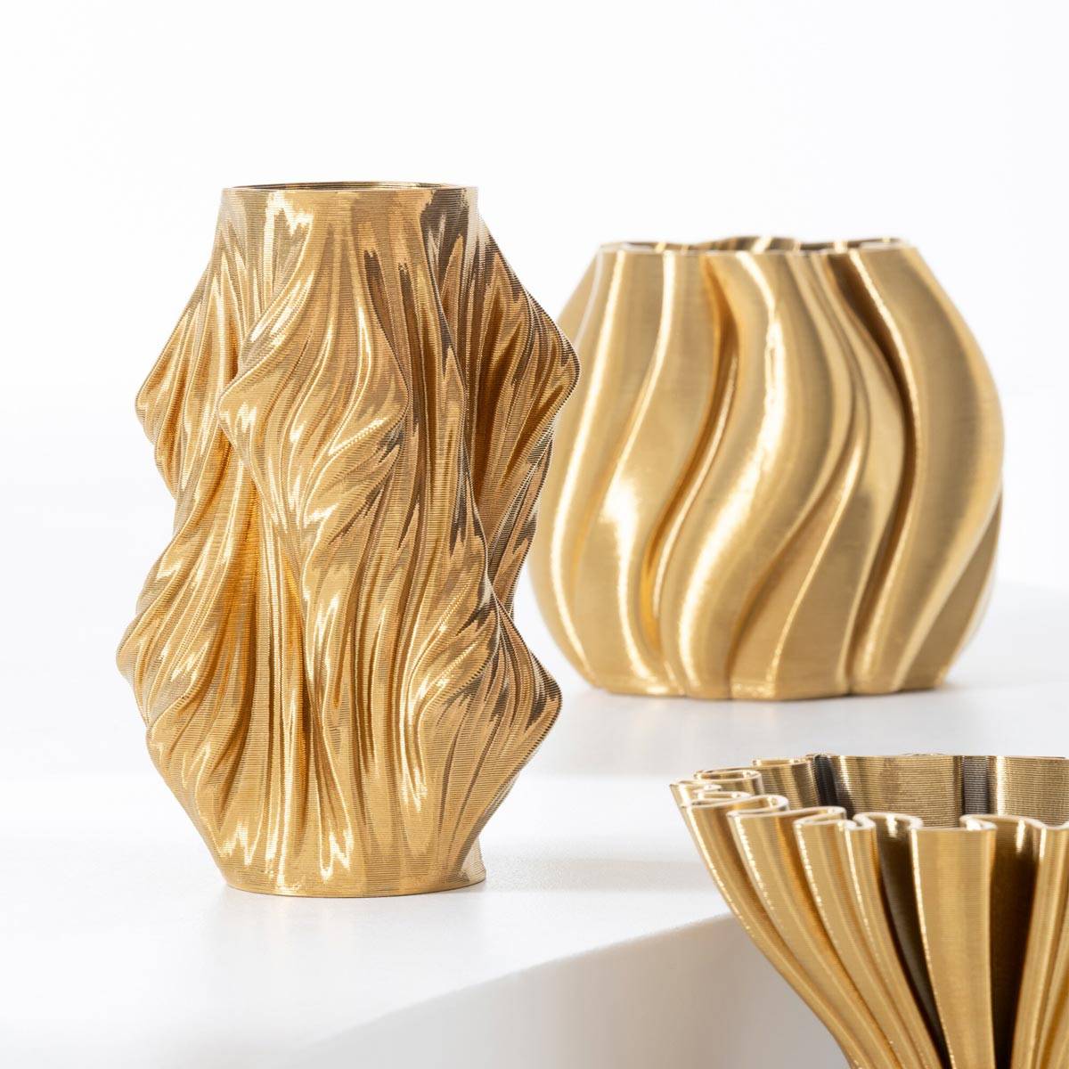 J-Line - Vase Déco en Porcelaine "Impression 3D" 22cm Doré - Image 2