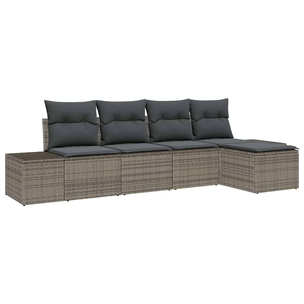 Vidaxl - Ensemble de canapé de jardin avec coussin 5 pcs Gris polyrotin vidaXL 3355688 - Image 2