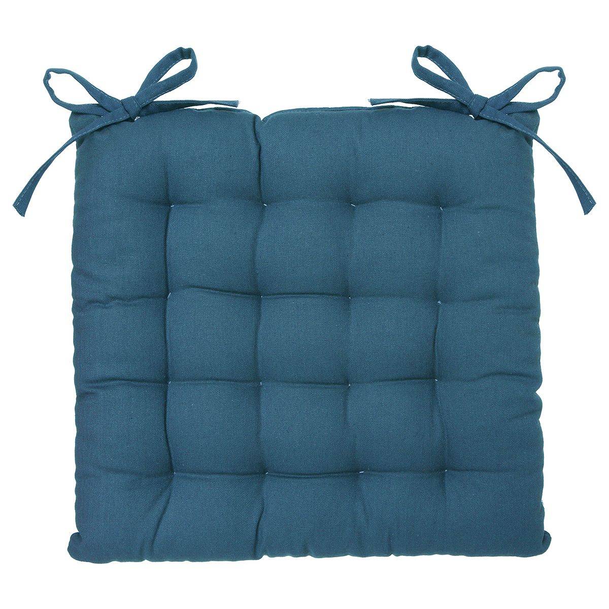 Lot de 4 Galettes de chaise en Coton Bleu canard  38 x 38 cm - Imagen 3