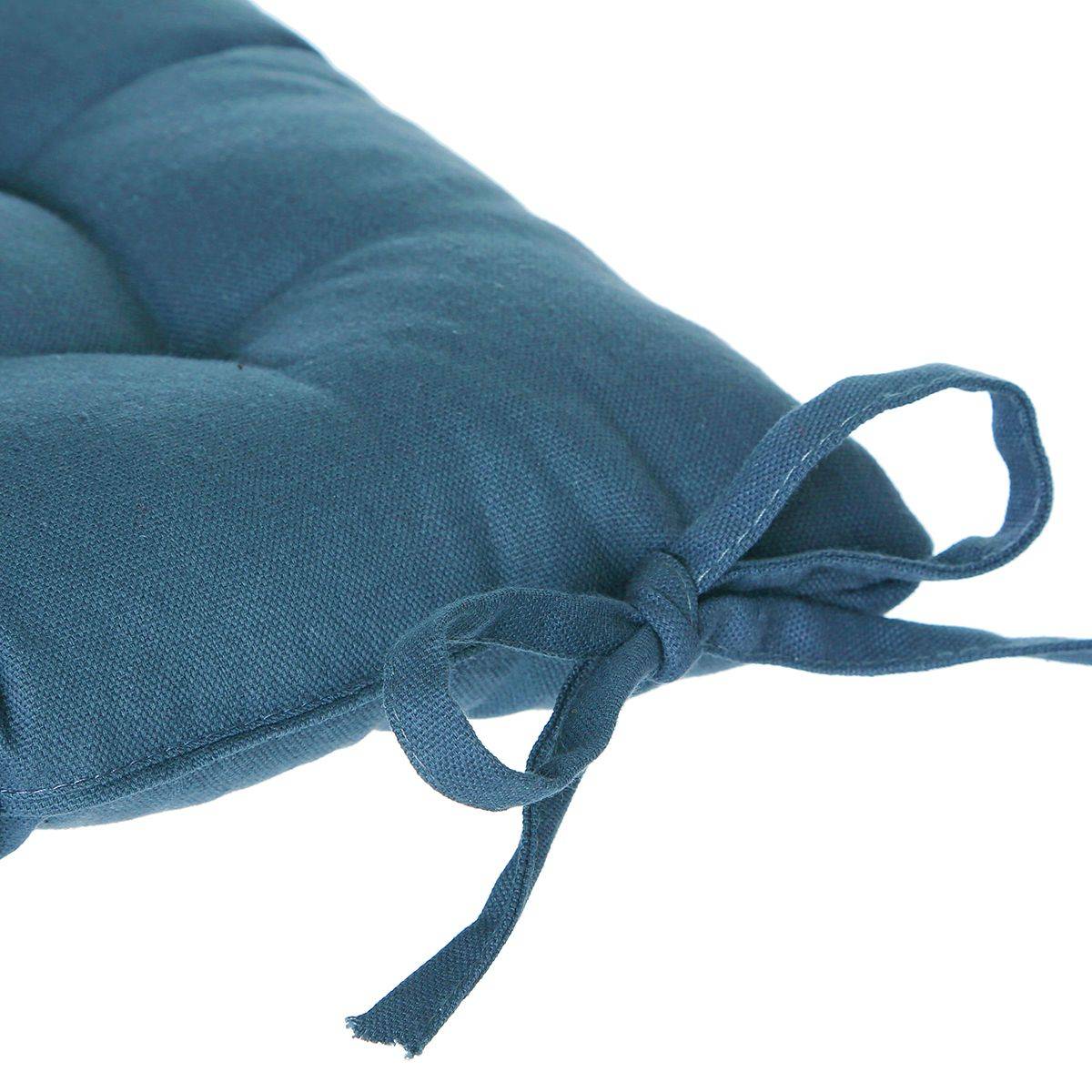 Lot de 4 Galettes de chaise en Coton Bleu canard  38 x 38 cm - Imagen 2