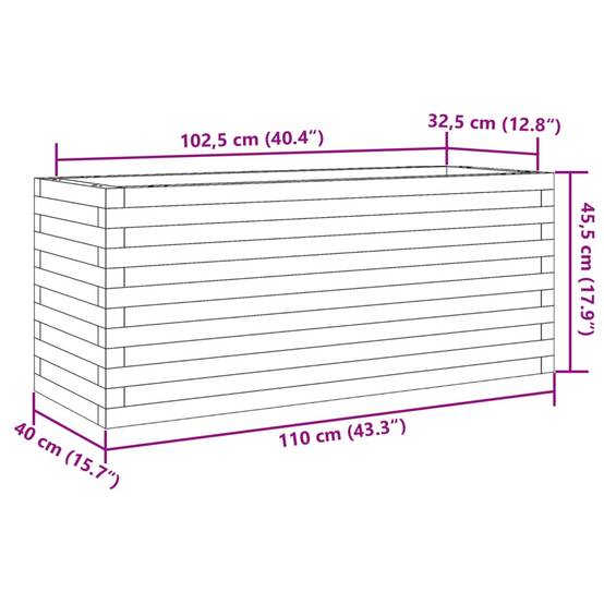 Jardinière bois de pin massif cire marron 110 x 40 x 45,5 cm - PANGIVO - Image 10