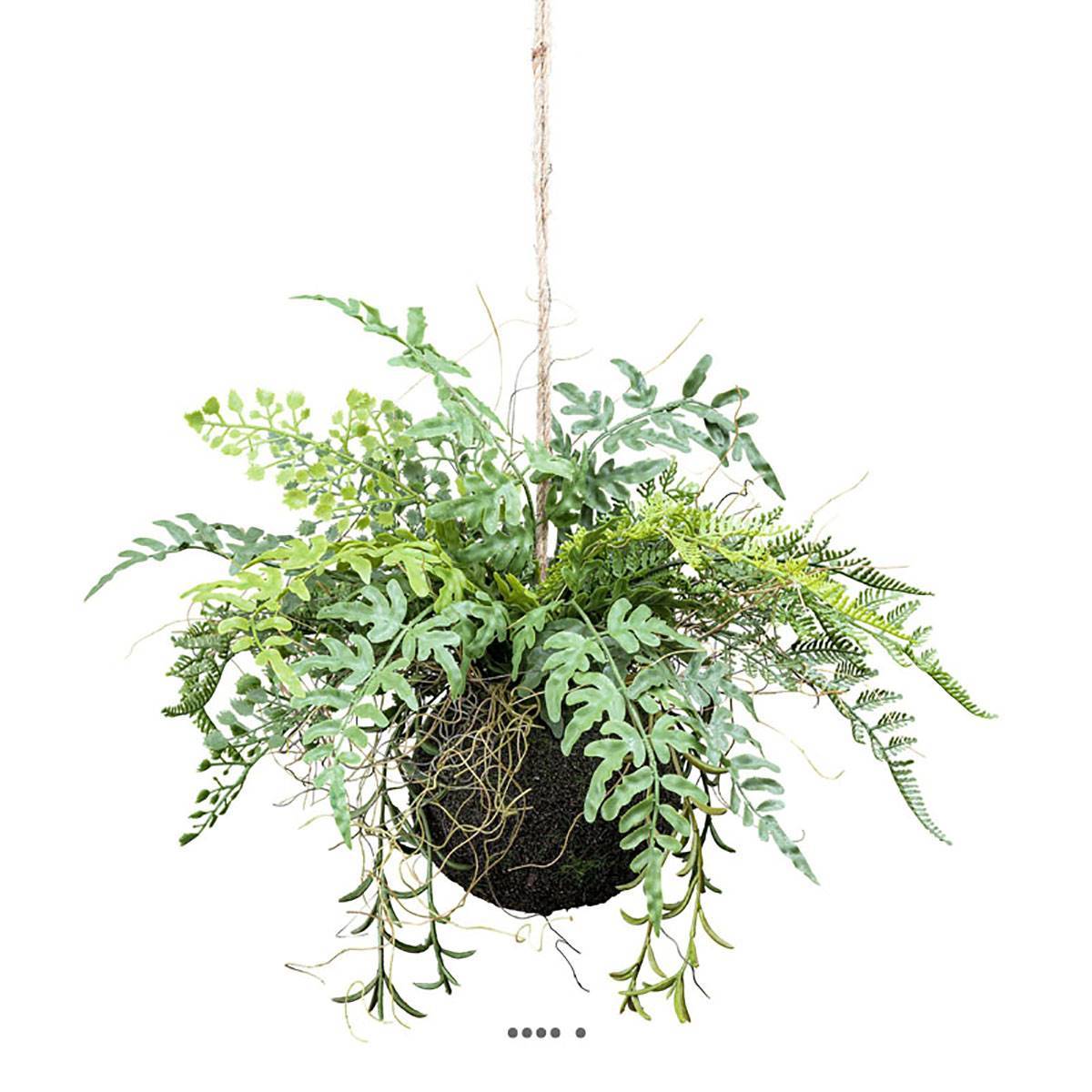 Artificielles - Kokedama plante artificielle fougère mixte D 25 cm - Imagen 1