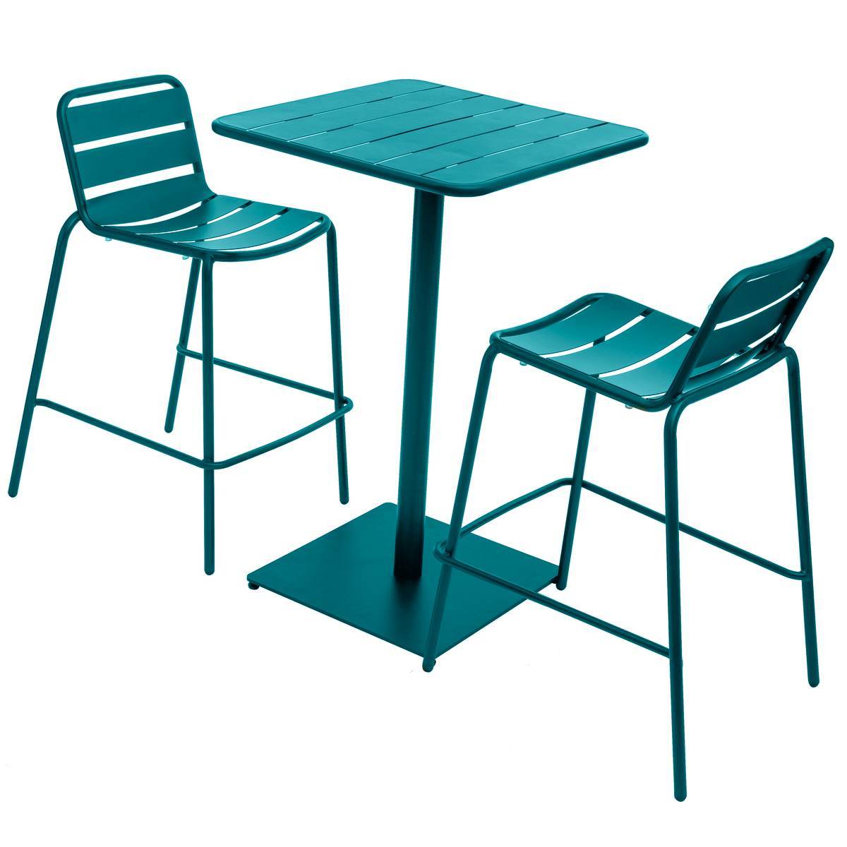 Hesperide - Table haute de jardin "Phuket" bleu canard 2 places en acier traité époxy Hespéride - Imagen 3