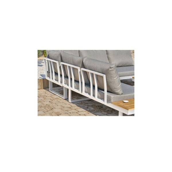 Dcb Garden - Salon bas de jardin - Aluminium - DCB GARDEN - 5 places - Blanc et bois d'acacia - MIYAKO - Image 4