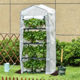 ComfortXL - Mini serre de balcon acier et PE 70 x 50 x 160 cm blanche 4 étagères protection plantes - ComfortXL Outdoor Living