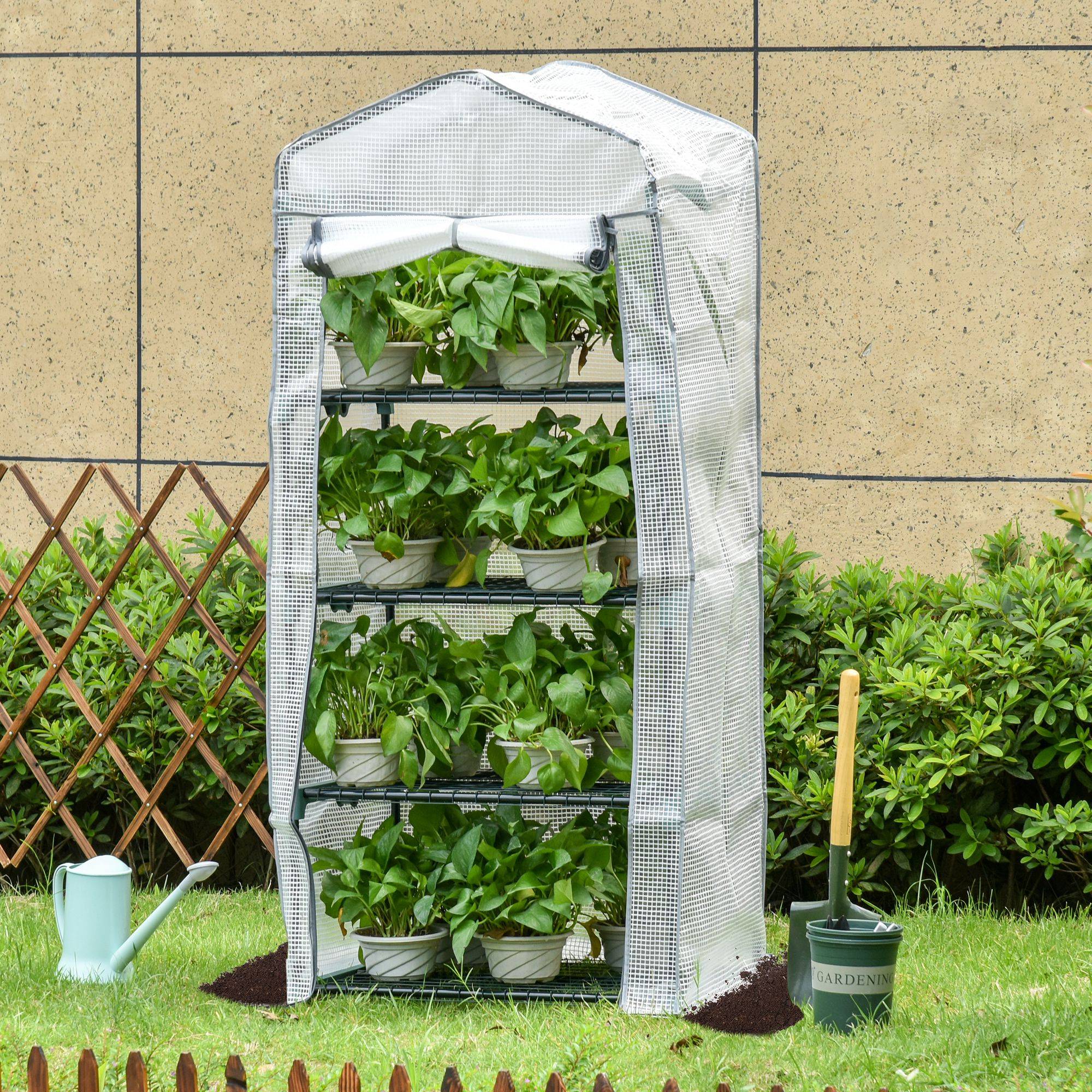 ComfortXL - Mini serre de balcon acier et PE 70 x 50 x 160 cm blanche 4 étagères protection plantes - ComfortXL Outdoor Living