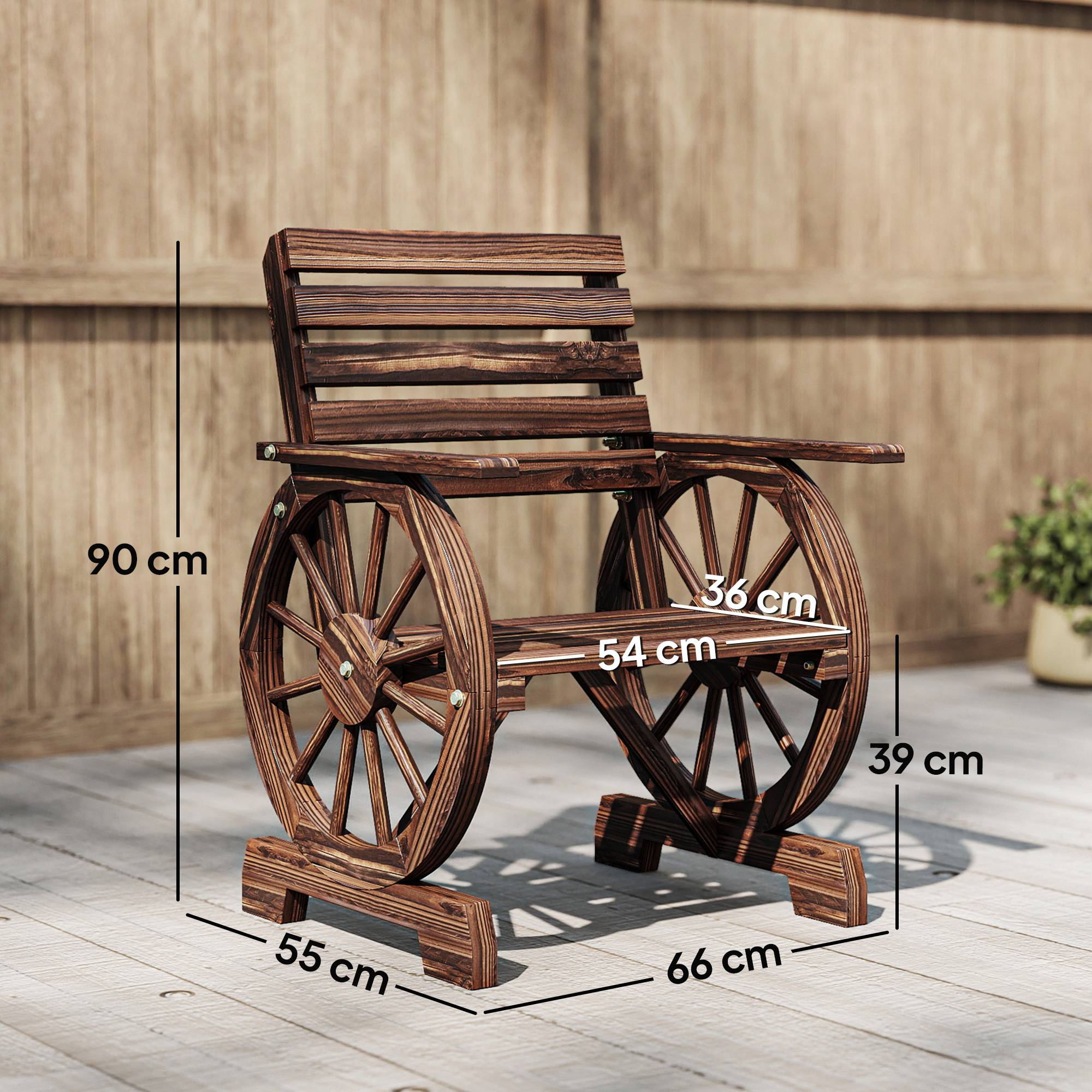Chaise de jardin style rustique bois sapin massif terrasse accoudoirs roues 66cm - ComfortXL Outdoor Living - Image 5