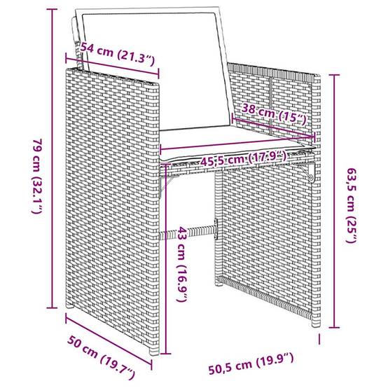 Ensemble table et chaises de jardin 5 pcs pliable en poly rotin pour 4 personnes Gris – ComfortXL Outdoor Living - Image 8