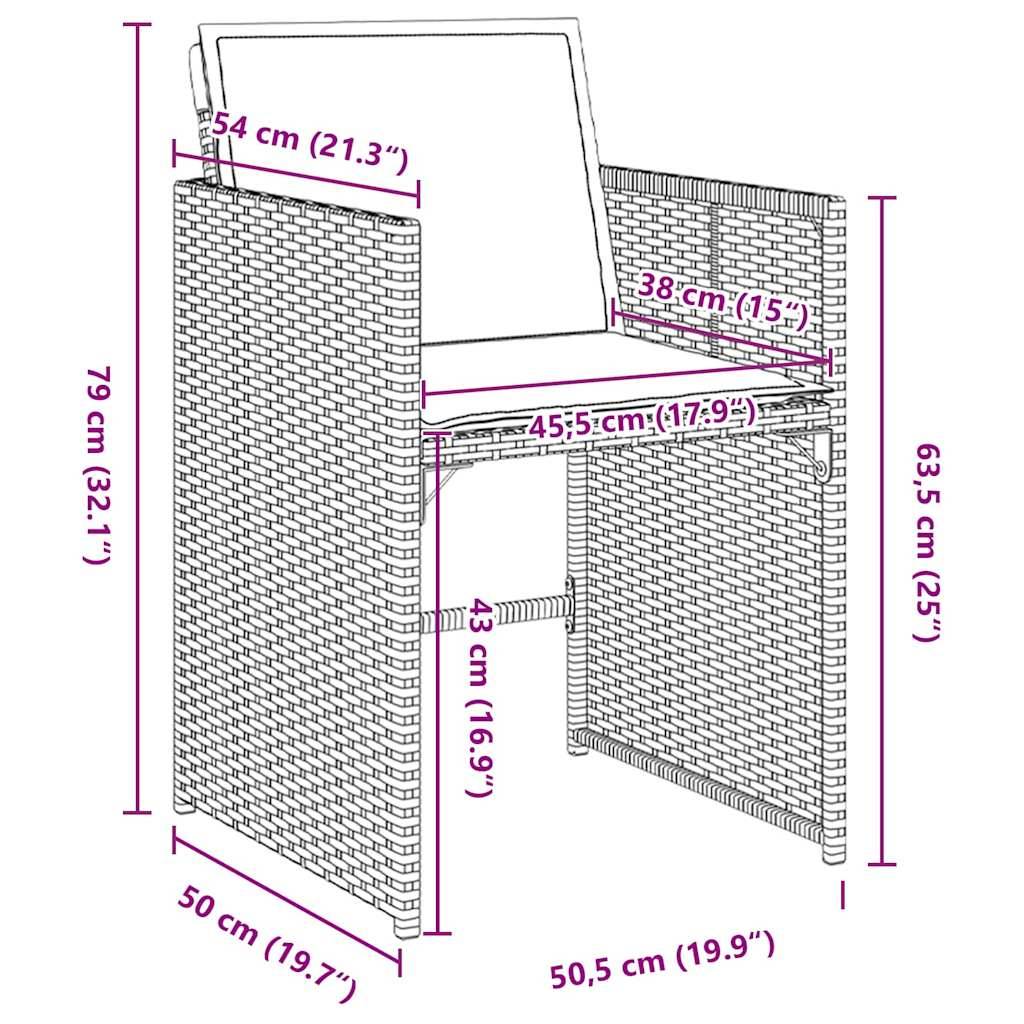 Ensemble table et chaises de jardin 5 pcs pliable en poly rotin pour 4 personnes Gris – ComfortXL Outdoor Living - Image 8