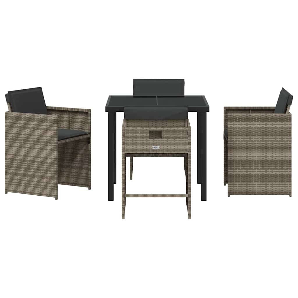 Ensemble table et chaises de jardin 5 pcs pliable en poly rotin pour 4 personnes Gris – ComfortXL Outdoor Living - Image 7