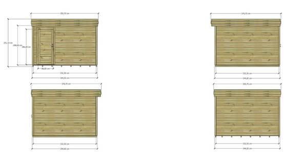 ABRI DE JARDIN bois autoclave 27mm - 3,44x3,44m / 12m2 - Bac acier - Plancher bois - Image 4
