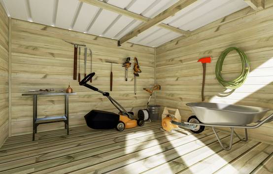ABRI DE JARDIN bois autoclave 27mm - 3,44x3,44m / 12m2 - Bac acier - Plancher bois - Image 3