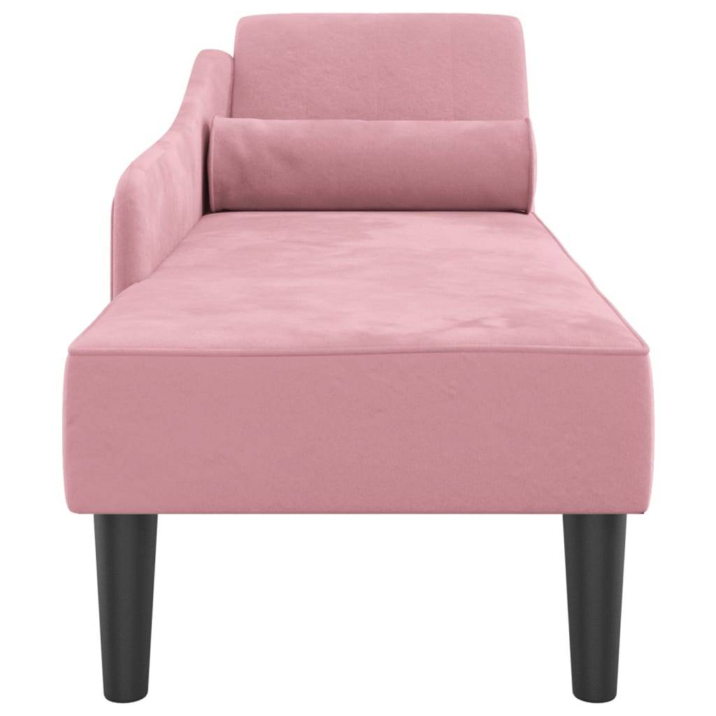 Maison Chic - Chaise longue | Transat | Bain de soleil avec coussins rose velours - Image 4
