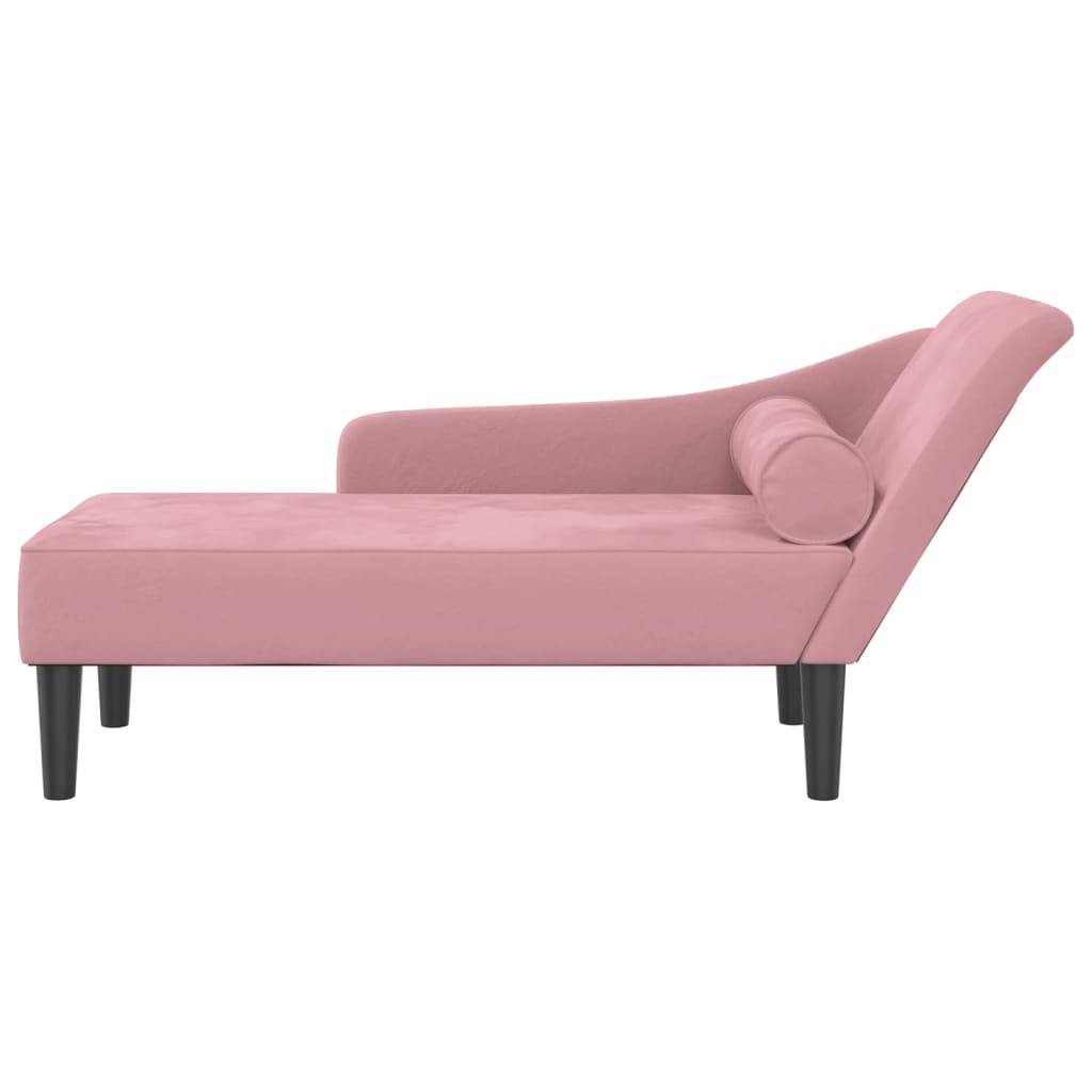 Maison Chic - Chaise longue | Transat | Bain de soleil avec coussins rose velours - Image 3