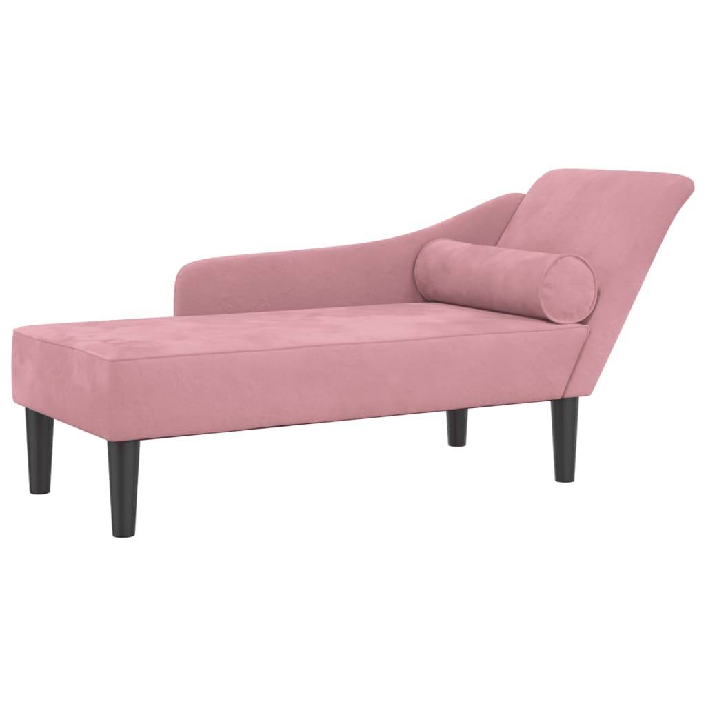 Maison Chic - Chaise longue | Transat | Bain de soleil avec coussins rose velours - Image 1