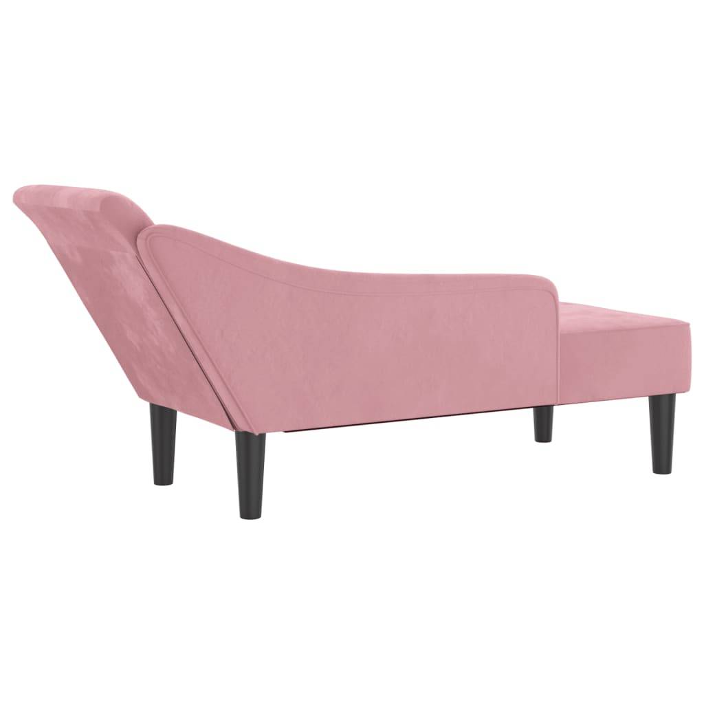 Maison Chic - Chaise longue | Transat | Bain de soleil avec coussins rose velours - Image 5