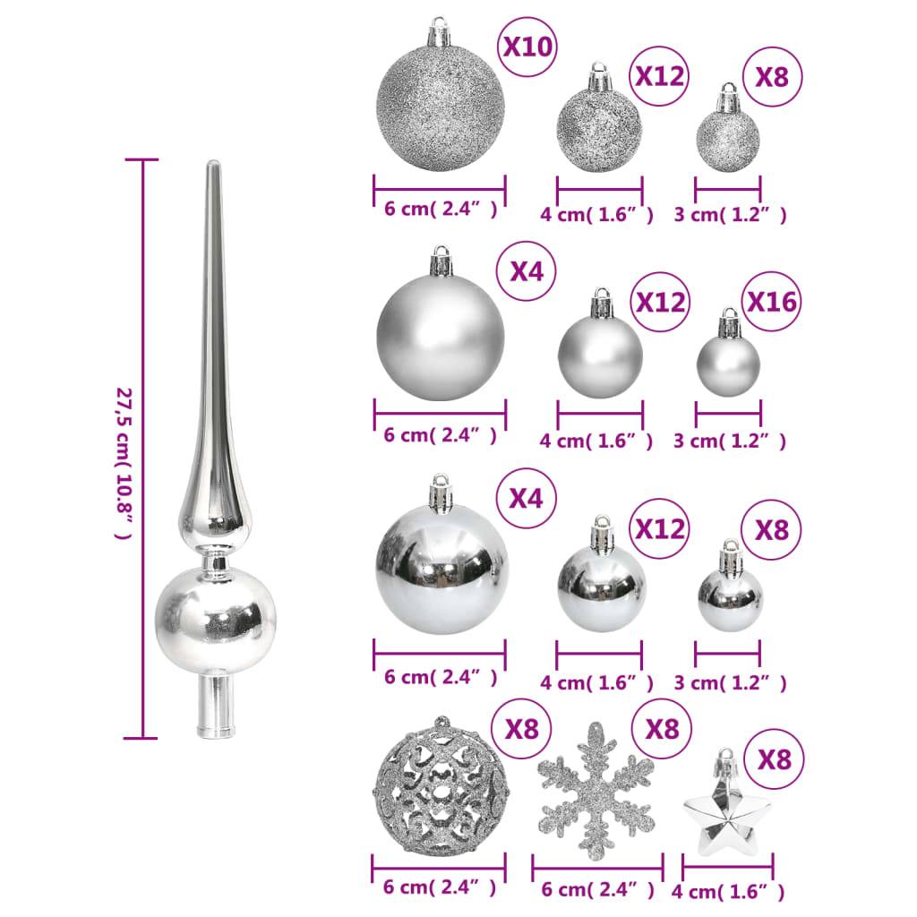 Ensemble de boules de Noël - Ornements de Noël - décorations de Noël 111 pièces argenté polystyrène - Image 10