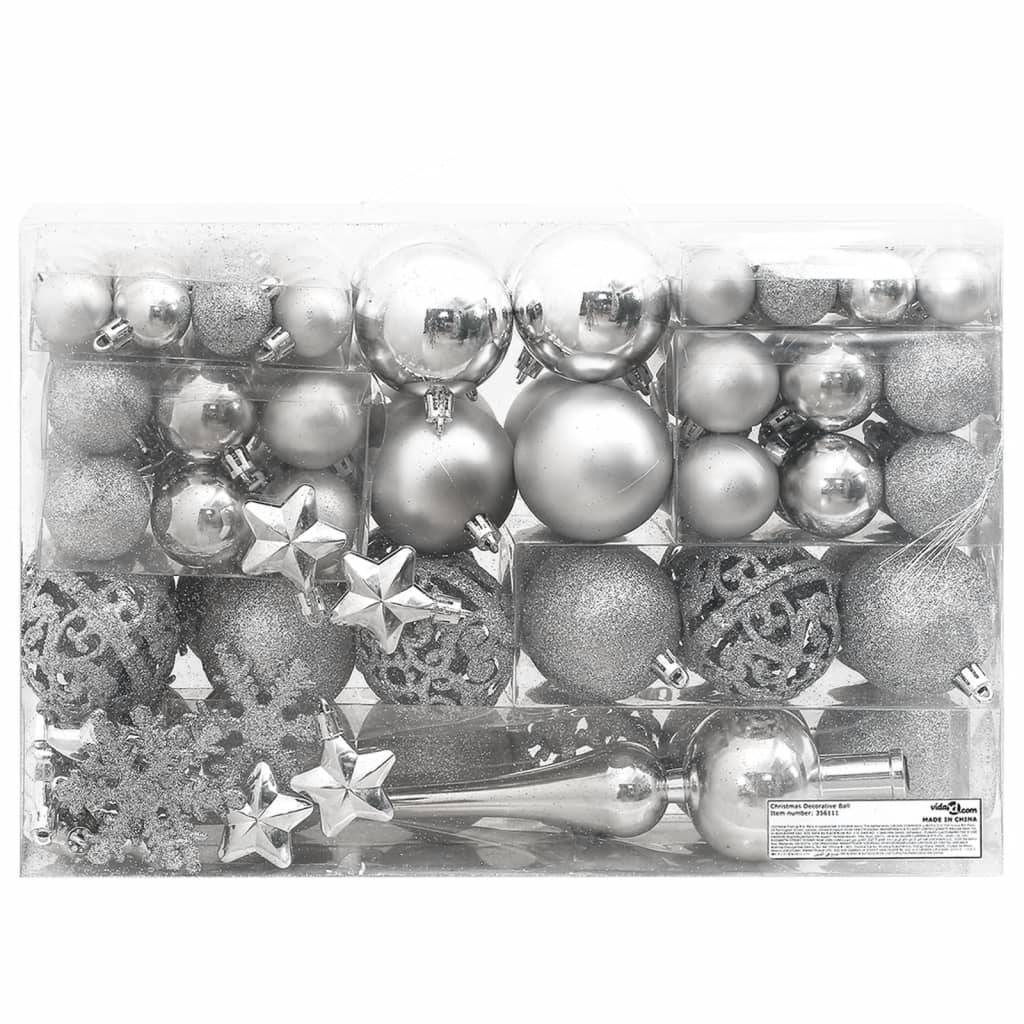 Ensemble de boules de Noël - Ornements de Noël - décorations de Noël 111 pièces argenté polystyrène - Image 3