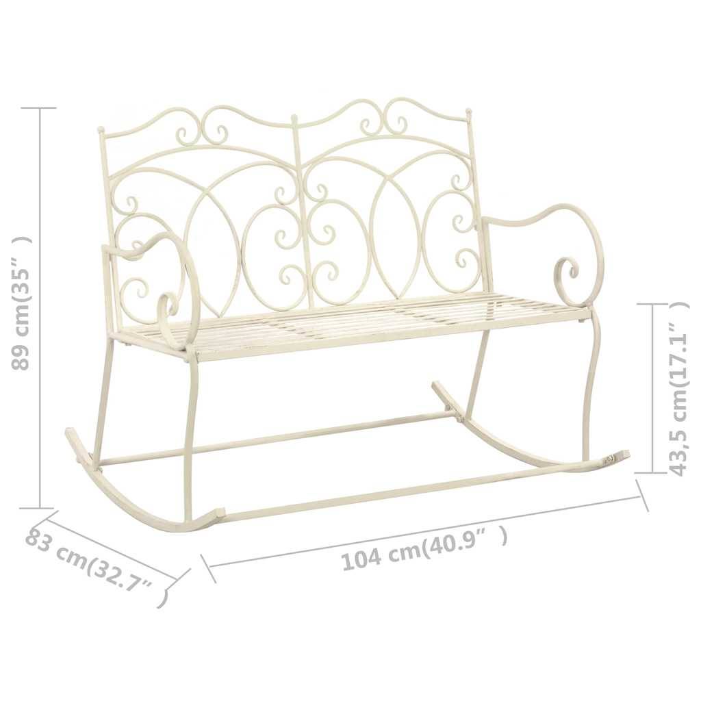 Vidaxl - Banc de jardin 104 cm Fer Blanc antique vidaXL 45436 - Image 3