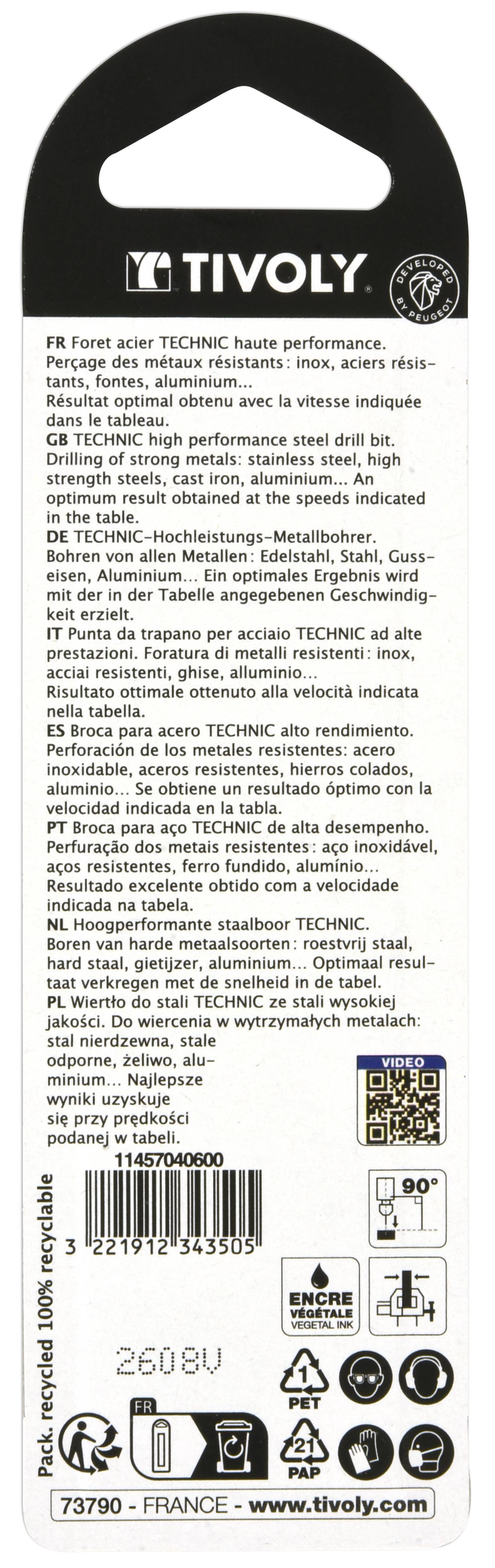 Tivoly - Tivoly  Foret métaux TSP Ø: 6 / L: 93 / HSS taillé meulé -DIN338 -h8 -Affûtage Smart Point (Etui plastique) - Image 3
