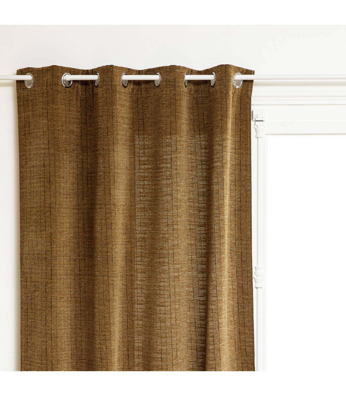 Atmosphera - Rideau à œillets Tissu Chenille Marron Camel 140 x 260 cm - Imagen 1