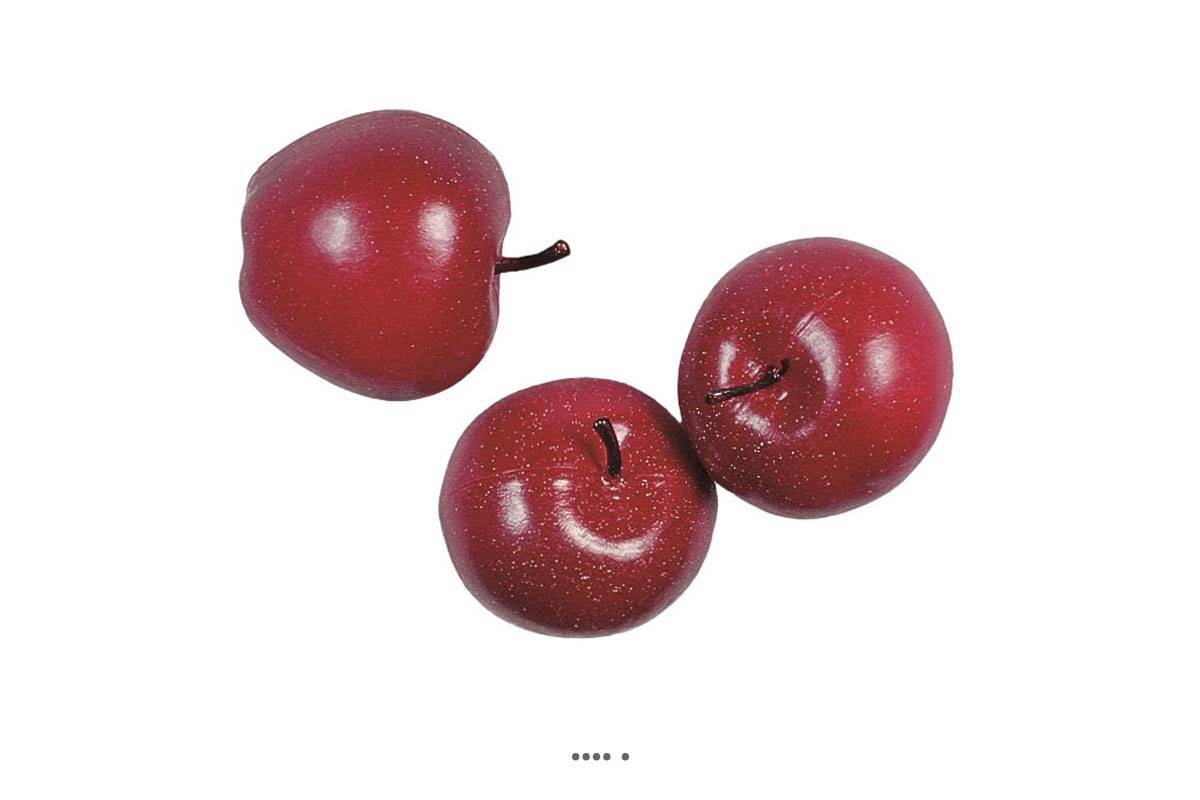 Artificielles - Pomme artificielle moyenne Rouge X 3 en Plastique soufflé H 65x75 mm - Imagen 2