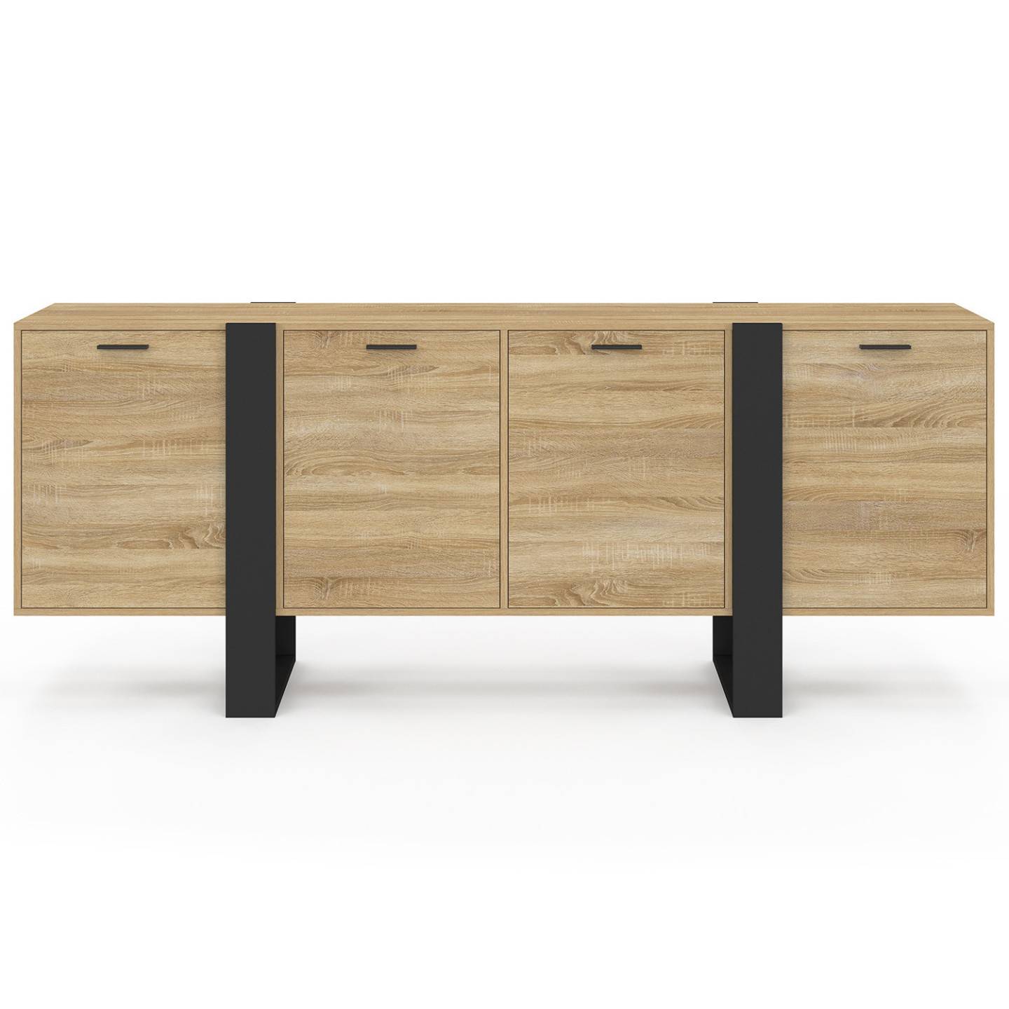 Buffet enfilade 200 cm PHOENIX XXL 4 portes bois et noir - Image 3