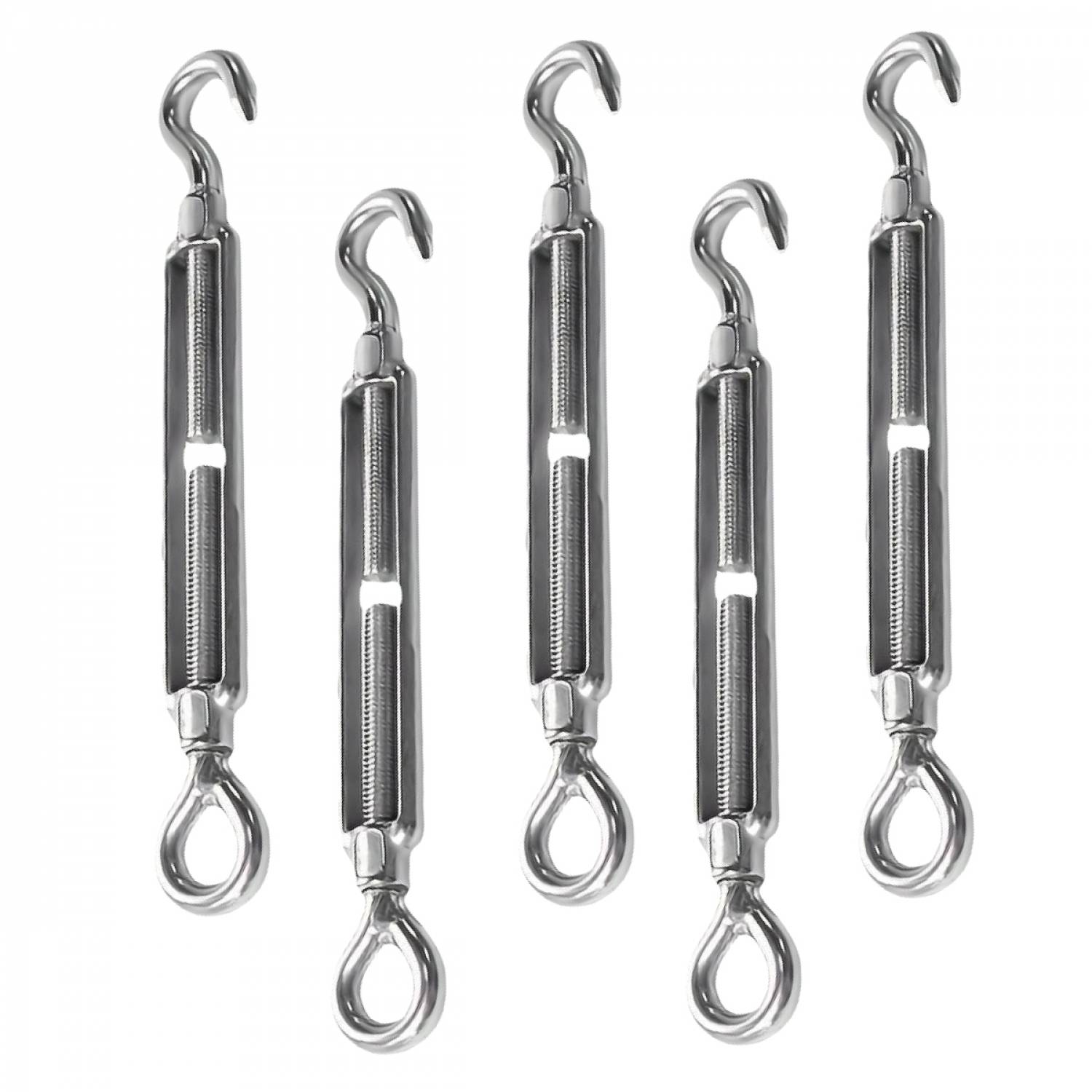 Linxor - Lot de 5 tendeurs de fil réglables en acier inoxydable - Crochet et oeillet - M4 - Linxor - Imagen 1