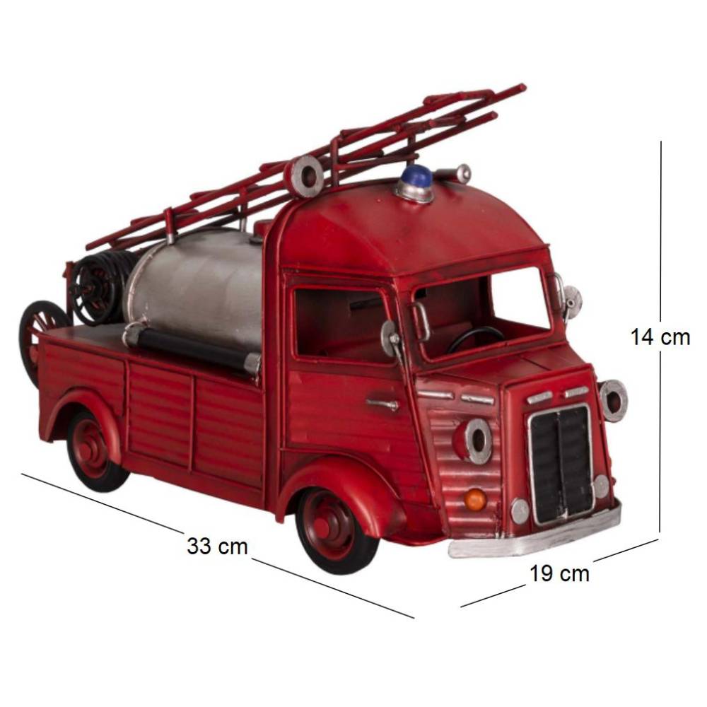 camion de pompiers - camion de pompiers rouge - fer - 12 cm de haut