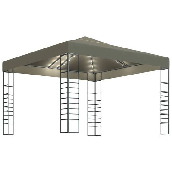 Chapiteau de Fête en Acier avec Toit Ventilé et Guirlande Solaire LED pour Jardin Taupe 3x3 m – ComfortXL Outdoor Living - Image 2