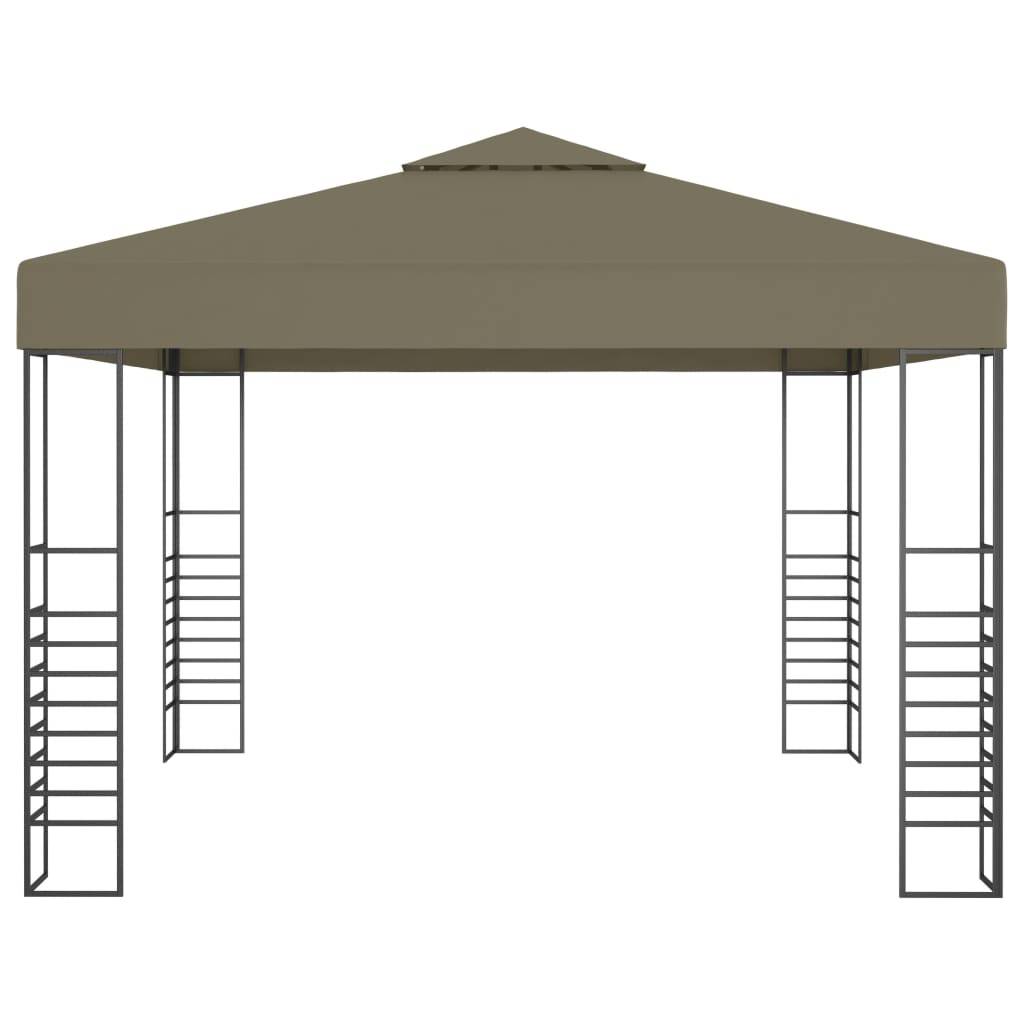 Chapiteau de Fête en Acier avec Toit Ventilé et Guirlande Solaire LED pour Jardin Taupe 3x3 m – ComfortXL Outdoor Living - Image 4