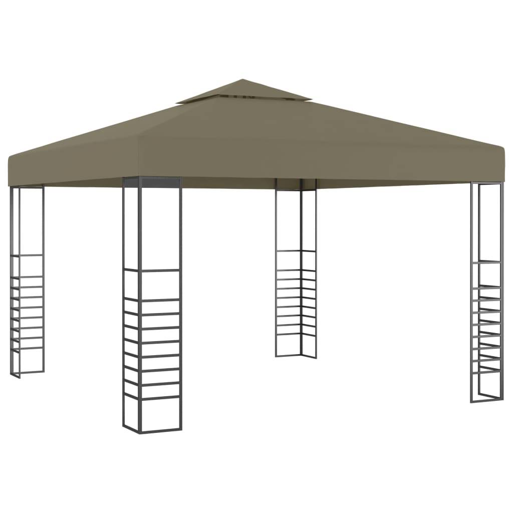 Chapiteau de Fête en Acier avec Toit Ventilé et Guirlande Solaire LED pour Jardin Taupe 3x3 m – ComfortXL Outdoor Living - Image 3