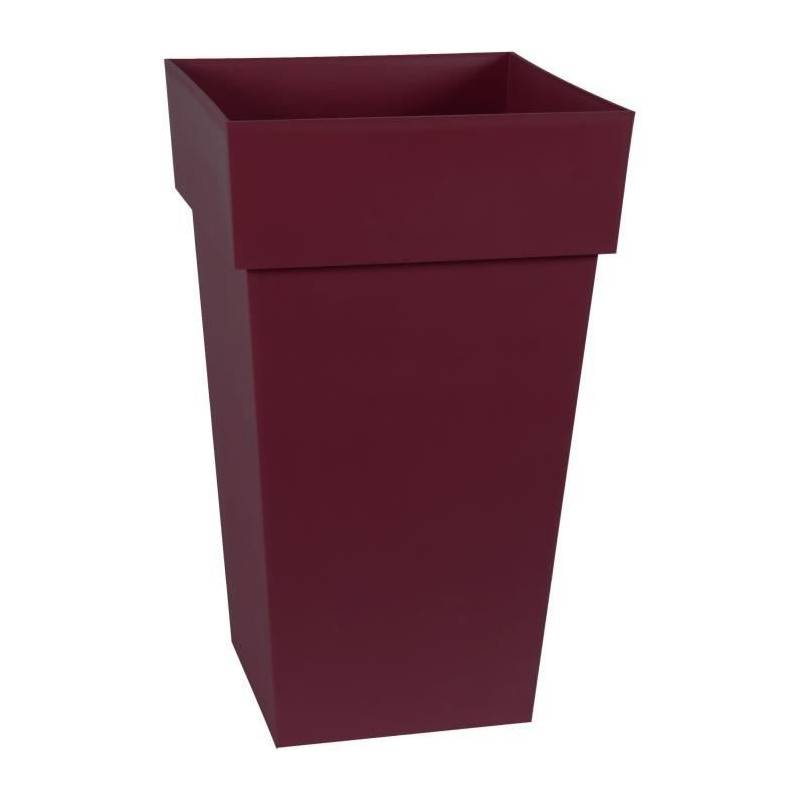 Eda Pot De Fleur Carré Haut Toscane - Volume 62 L - 39 X 39 X H.65 Cm - Rouge Bourgogne - Imagen 1