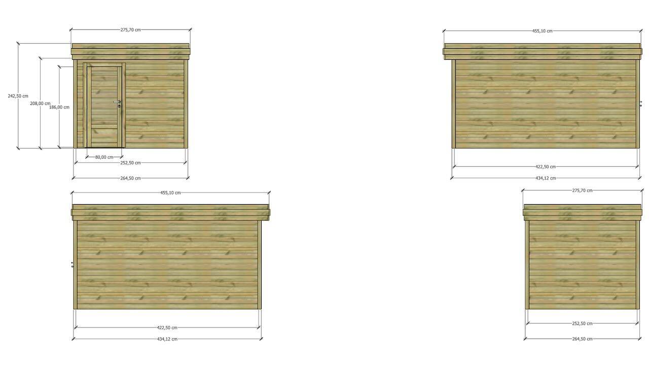 Abri Français - ABRI DE JARDIN bois Pin traité autoclave 27mm - 2,64x4,34m / 11m2 - Bac acier - Abri Français - Image 4