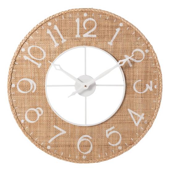 Horloge Murale Déco "Sodi" 60cm Naturel & Blanc - Image 1