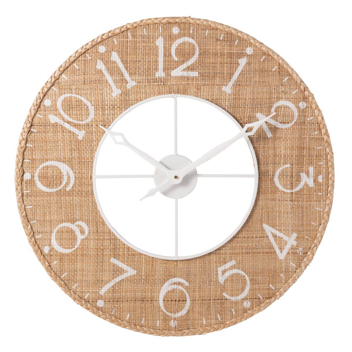 Horloge Murale Déco "Sodi" 60cm Naturel & Blanc - Image 1