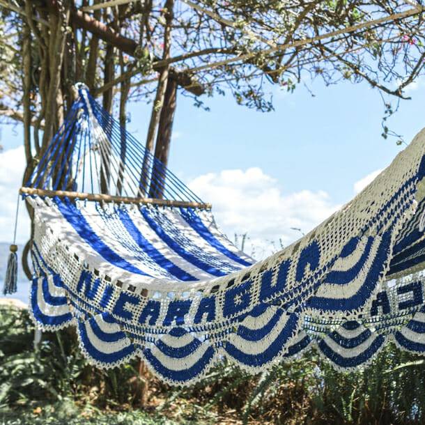 Hamac Del Sol - Hamac à barre Nicaragua L Blanc et Bleu- Hamac del Sol - Imagen 2