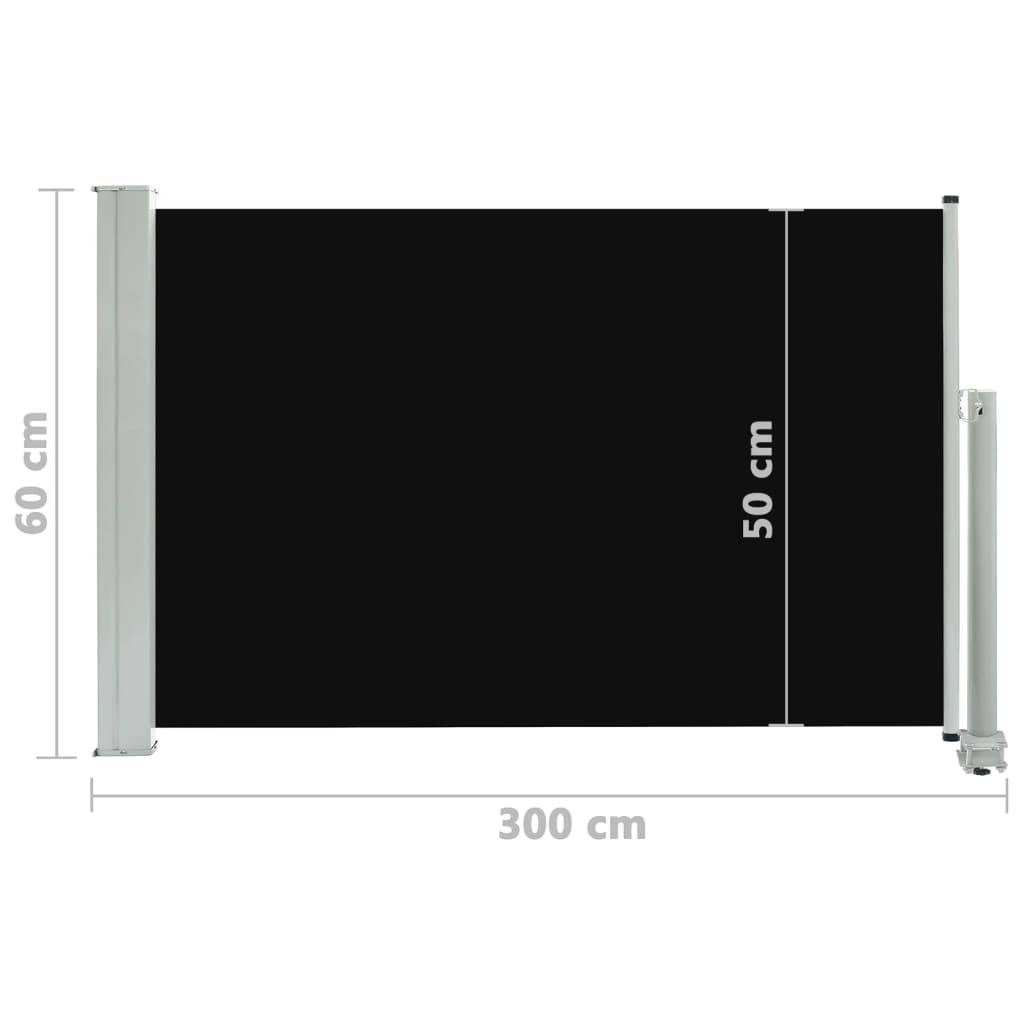 Helloshop26 - Auvent paravent store brise-vue latéral rétractable de patio jardin terrasse balcon protection visuelle écran 60 x 300 cm noir - Imagen 6