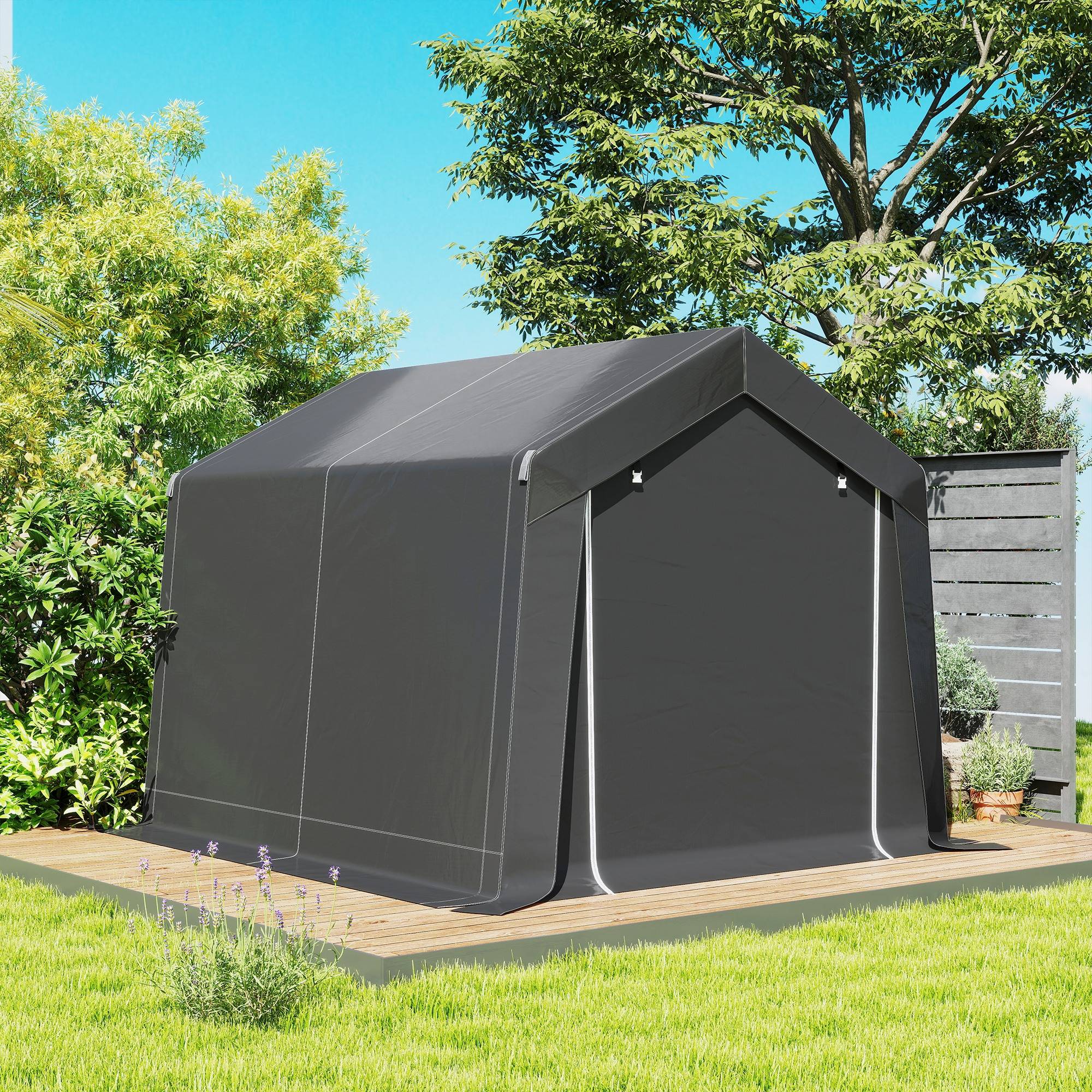 Abri de jardin acier galvanisé gris foncé 302 x 300 x 235 cm - PANGIVO - Image 10
