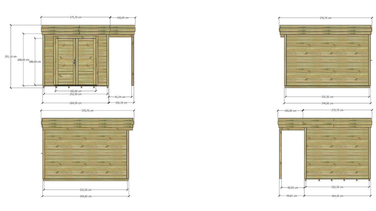 ABRI DE JARDIN bois autoclave 27mm - 3,64x3,44m / 13m2 - Bac acier - Plancher bois - Image 4