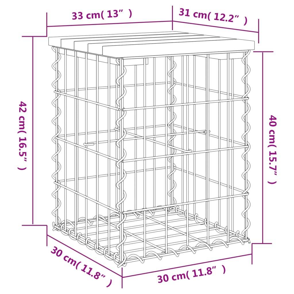PANGIVO - Banc de jardin bois de pin et acier naturel 33 x 31 x 42 cm - PANGIVO - Image 8