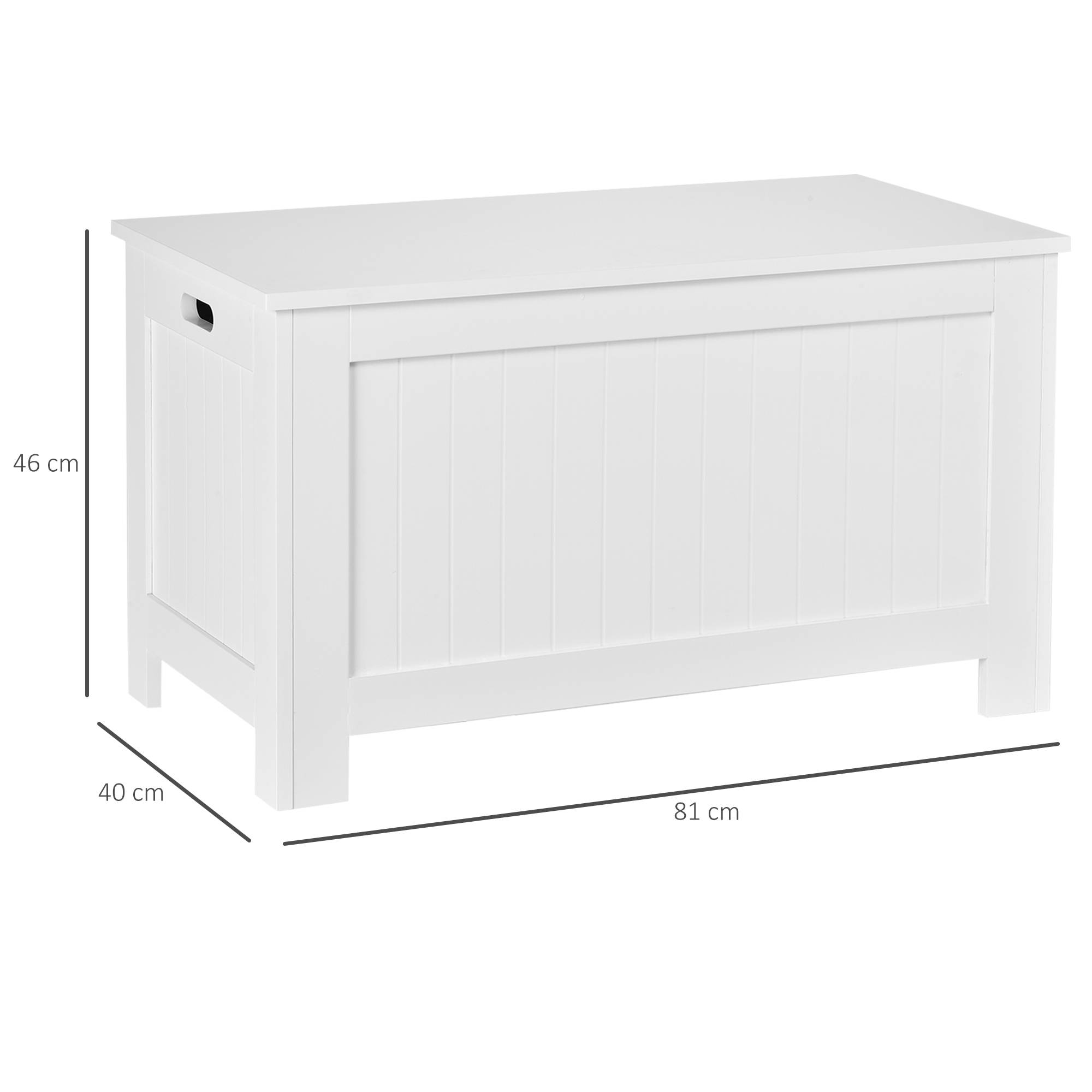 Banc coffre rangement bois MDF avec charnières sécurité, coffre jouets multifonction blanc moderne - Image 5