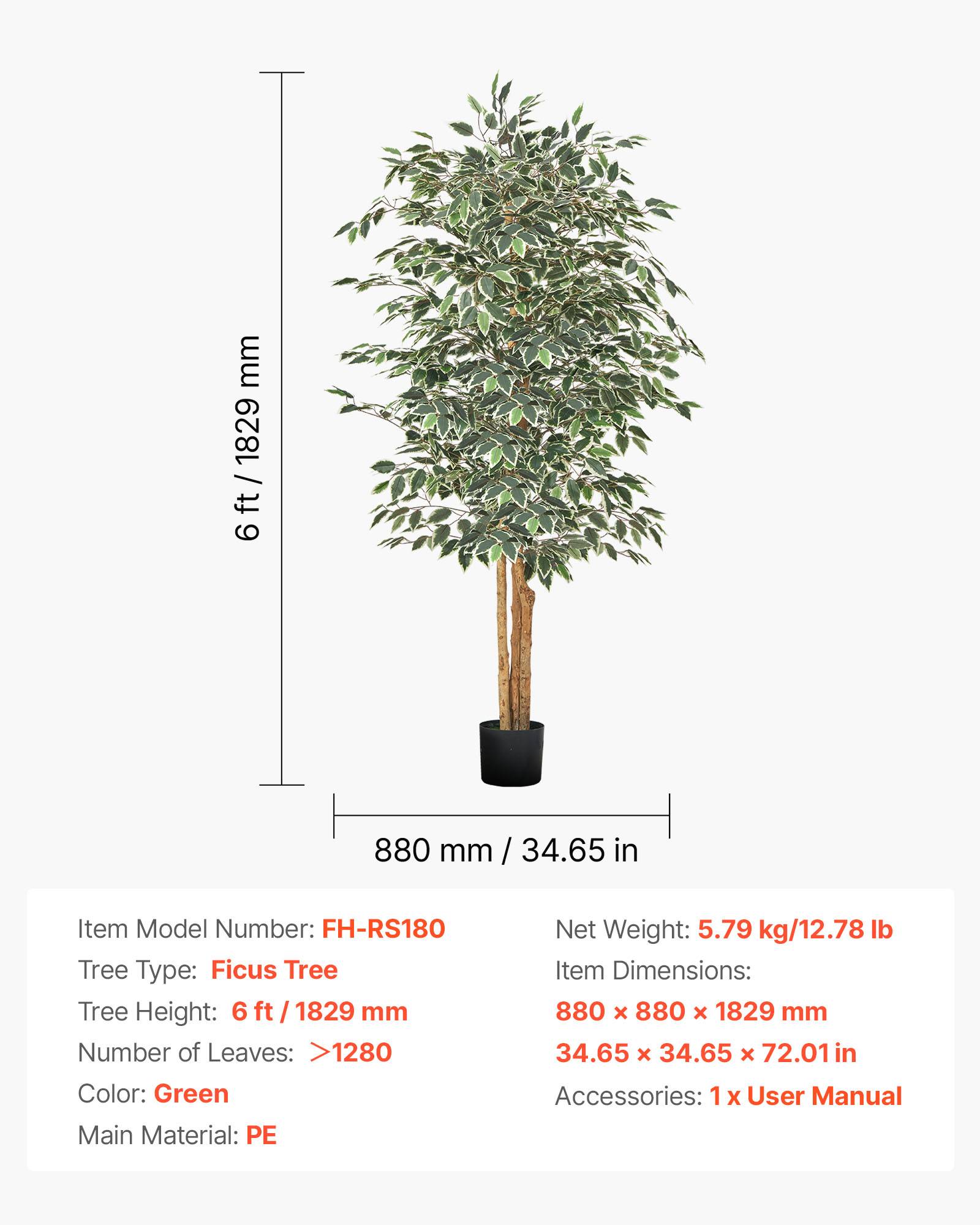 VEVOR Arbre Artificiel Plante Artificielle Faux Ficus 1,8 m Décoration Intérieur - Image 7